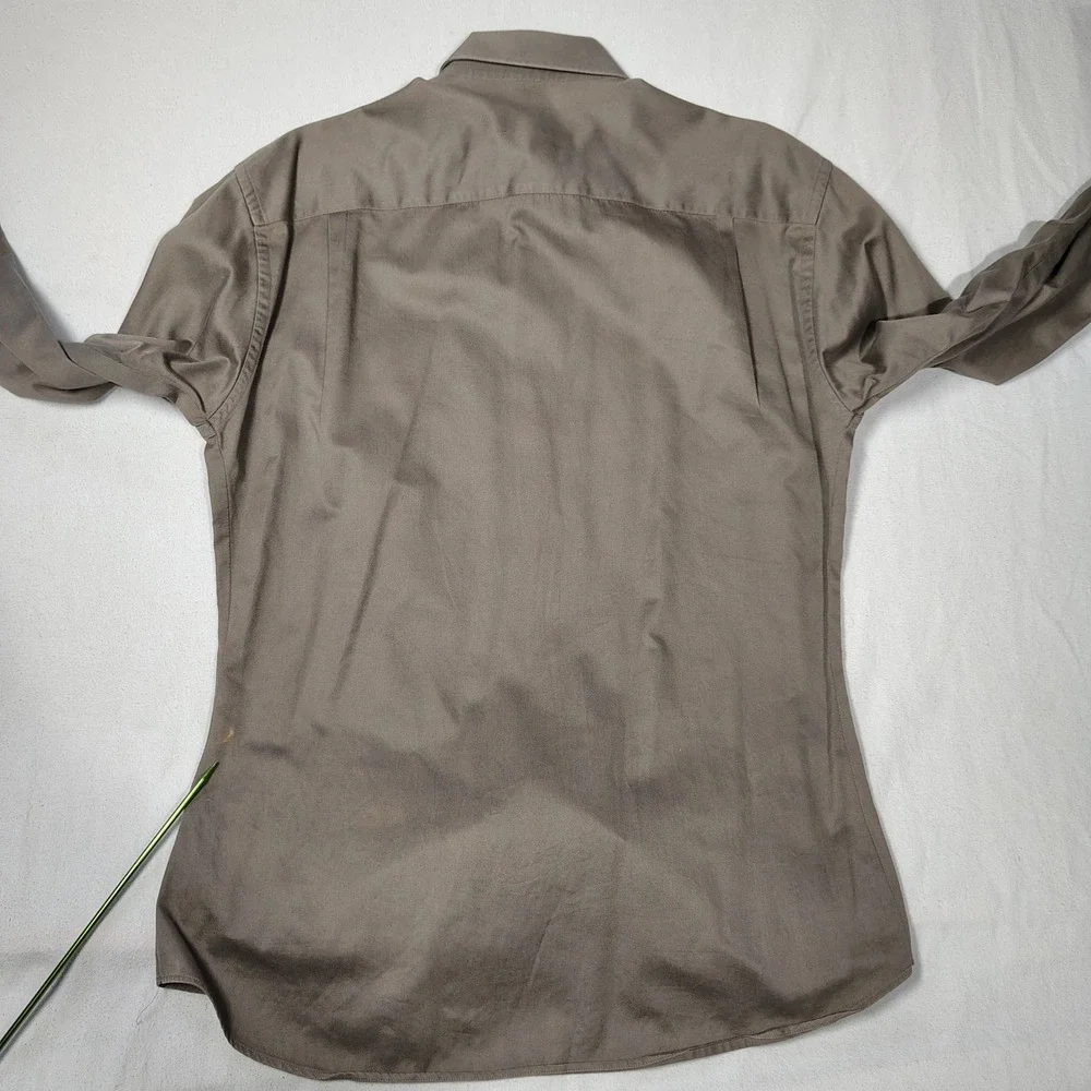 Gucci Mens Button Down Shirt 16.5 42 Brown Cotton Blend Made in Italy Designer